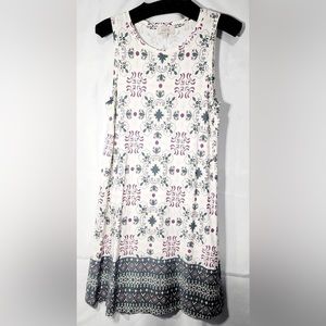 LOFT White and Blue Patterned Dress